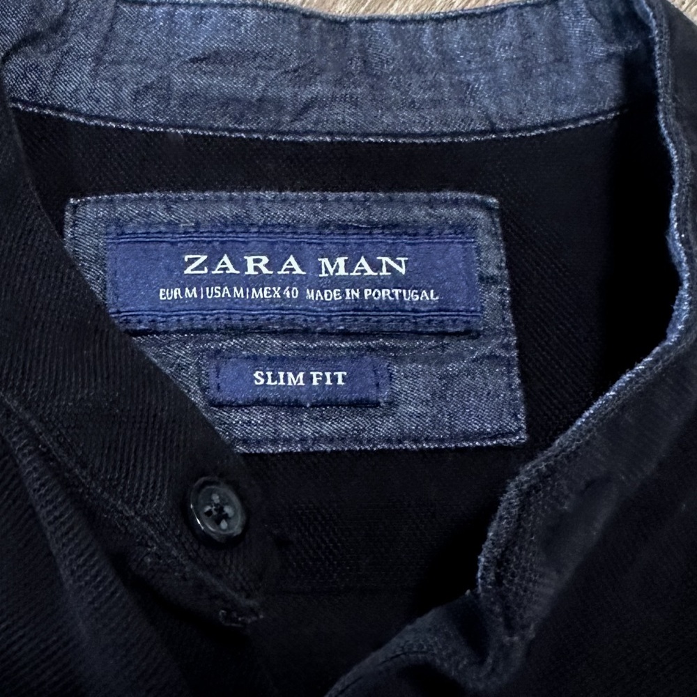 ZARA MAN Slim Fit Madarin Collar Short Sleeve Button Up Size Medium - Picture 7 of 10